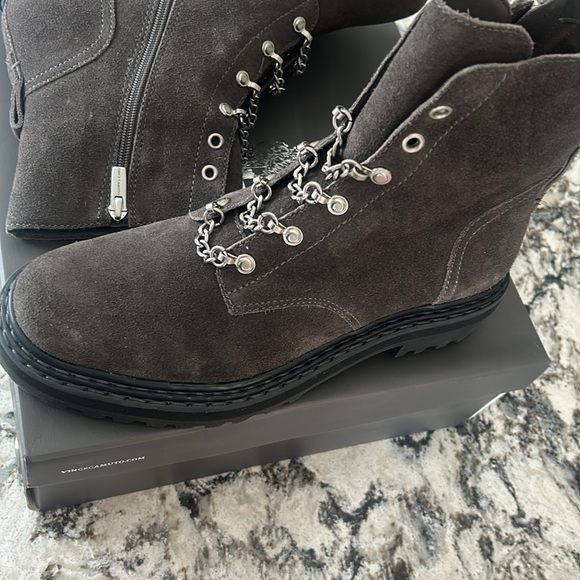 Vince Camuto Gray Suede Boots with Chains - Picture 2 of 9